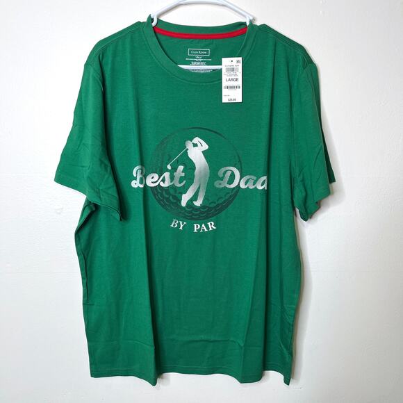 Club Room Best Dad By Par Graphic T-Shirt Tee Large Golfer Gift Green NWT - Picture 2 of 4